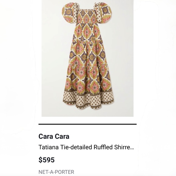 Cara Cara Tie-Detailed Cotton-Voile Dress with Shirred Bodice & Ruffled Skirt - Picture 8 of 10